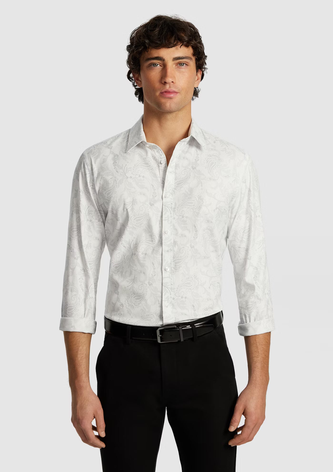 MNA CLOTHING ARTICLE # 6765 WHITE VALENCIA SLIM PAISLEY SHIRT